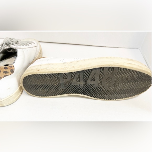 Woman’s P448 SIZE Size 38 ) SNEAKER White with Animal Print Suede Front Toe - Picture 4 of 7